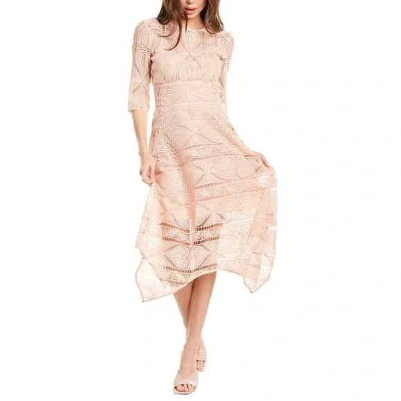 Maje | Dresses | New Maje Ripaz Guipure Lace Midi Dress Pink Sz | Poshmark